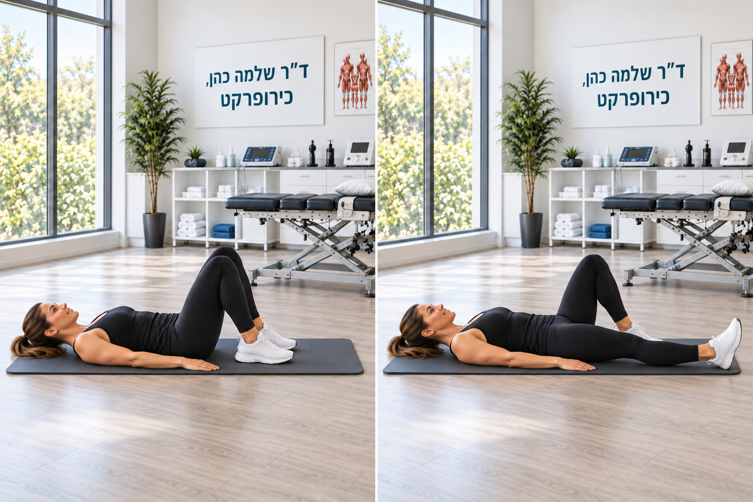 החלקת עקב לסירוגין בשכיבה על הגב — התחלה וביצוע