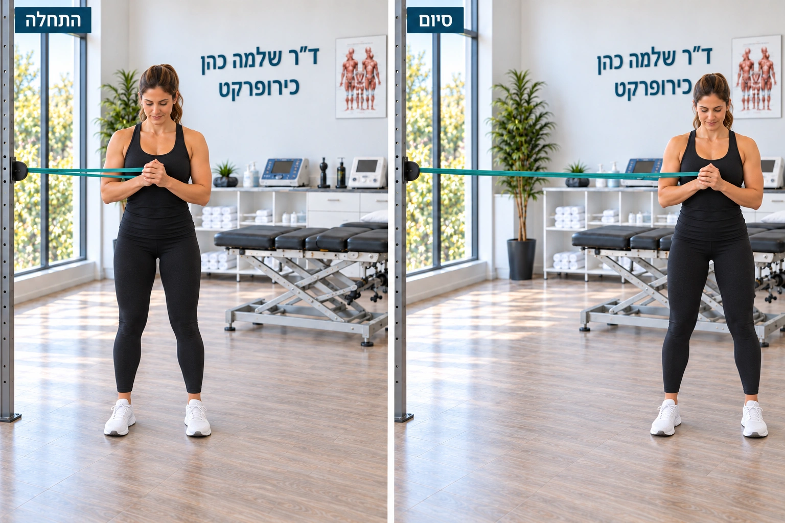 צעדי התרחקות מגומייה תוך התנגדות לסיבוב — תנוחת התחלה ותנוחת סיום