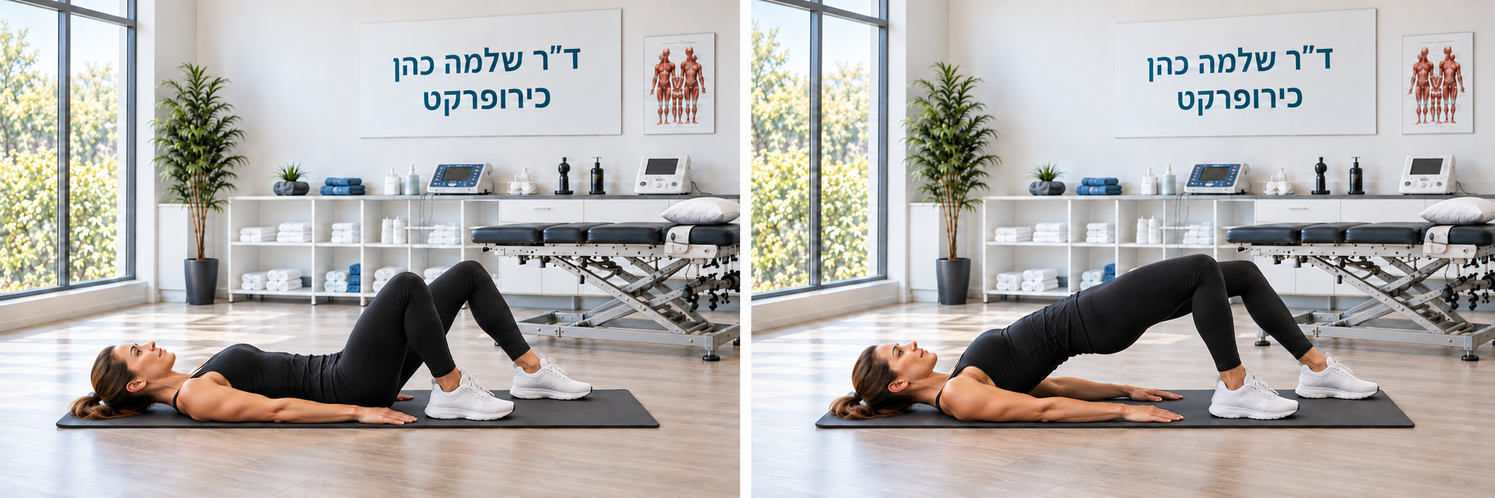 גשר עם רגליים מדורגות — שתי כפות הרגליים על הרצפה