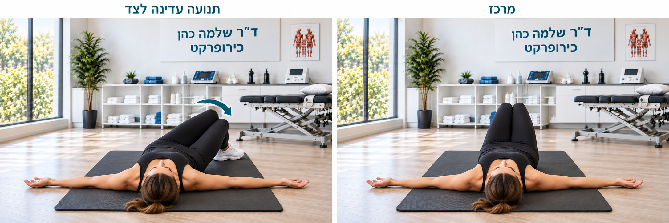 גלגול שתי ברכיים כפופות לצד בשכיבה על הגב